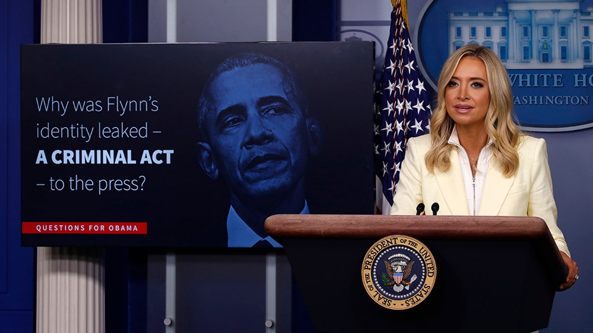 White House press secretary Kayleigh McEnany speaks with reporters about the coronavirus in the James Brady Briefing Room of the White House, Friday, May 22, 2020, in Washington. (AP Photo/Alex Brandon)