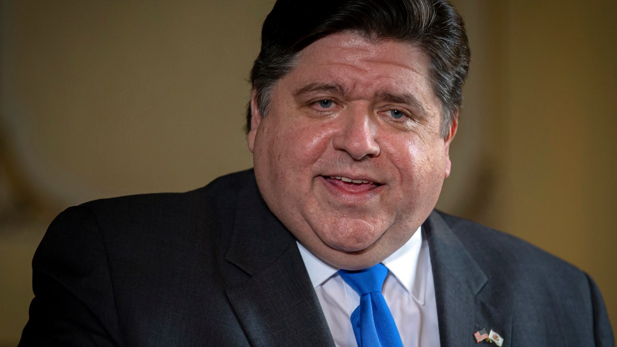 Illinois Gov. JB Pritzker answers questions from the media during his daily press briefing on the COVID-19 pandemic from his office at the Illinois State Capitol, May 22, in Springfield, Ill. (Justin L. Fowler/The State Journal-Register via AP, Pool)
