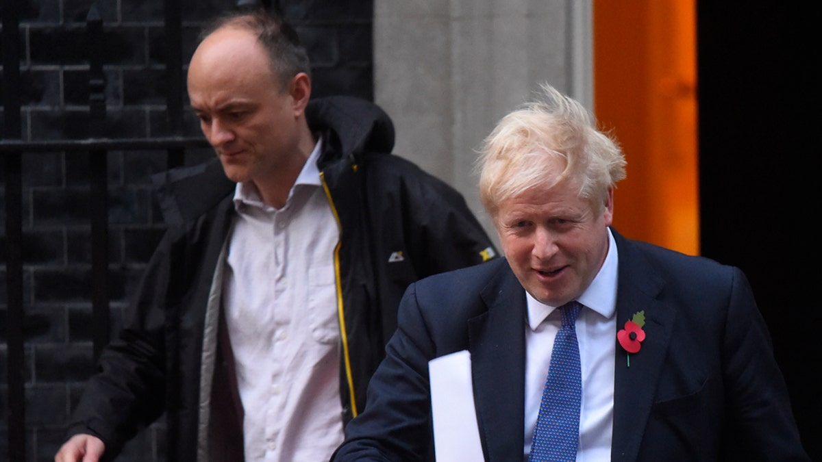 Prime Minister Boris Johnson and his political adviser Dominic Cummings in October 2019. (Peter Summers/Getty Images, File)