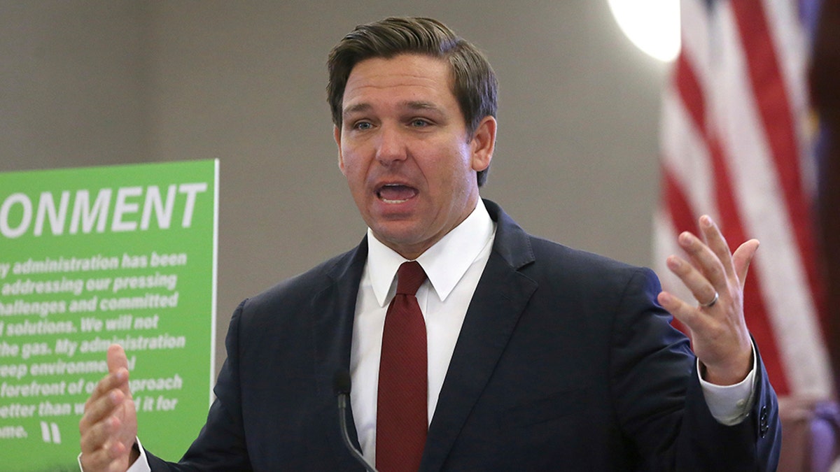 FILE - In this Oct. 29, 2019, file photo, Gov. Ron DeSantis speaks at a news conference on in Tallahassee, Fla. A federal judge has ruled that the Florida law requiring felons to pay legal fees as part of their sentences before regaining the vote is unconstitutional for those unable to pay, or unable to find out how much they owe. U.S. District Court Judge Robert Hinkle has acknowledged he is unlikely to have the last word, expecting the administration of Republican Gov. DeSantis to launch an appeal. (AP Photo/Steve Cannon, File)