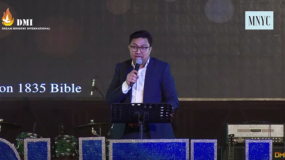 Pastor David Lah preaching in defiance of the government's coronavirus stay-at-home orders.