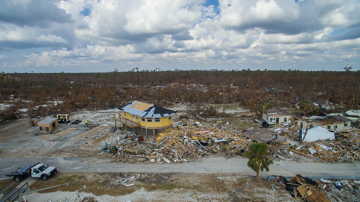 A Deltec home is still standing amid the rubble in Mexico Beach, Fla. after Hurricane Michael roared ashore as a Category 5 hurricane in 2018.