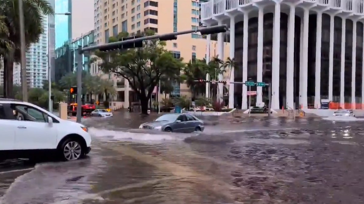 Flooding was reported in downtown Miami on Memorial Day as thunderstorms caused flash flooding.