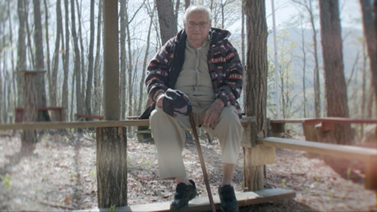 Rev. Fred Lunsford, 95, at his prayer garden in Marble, North Carolina.