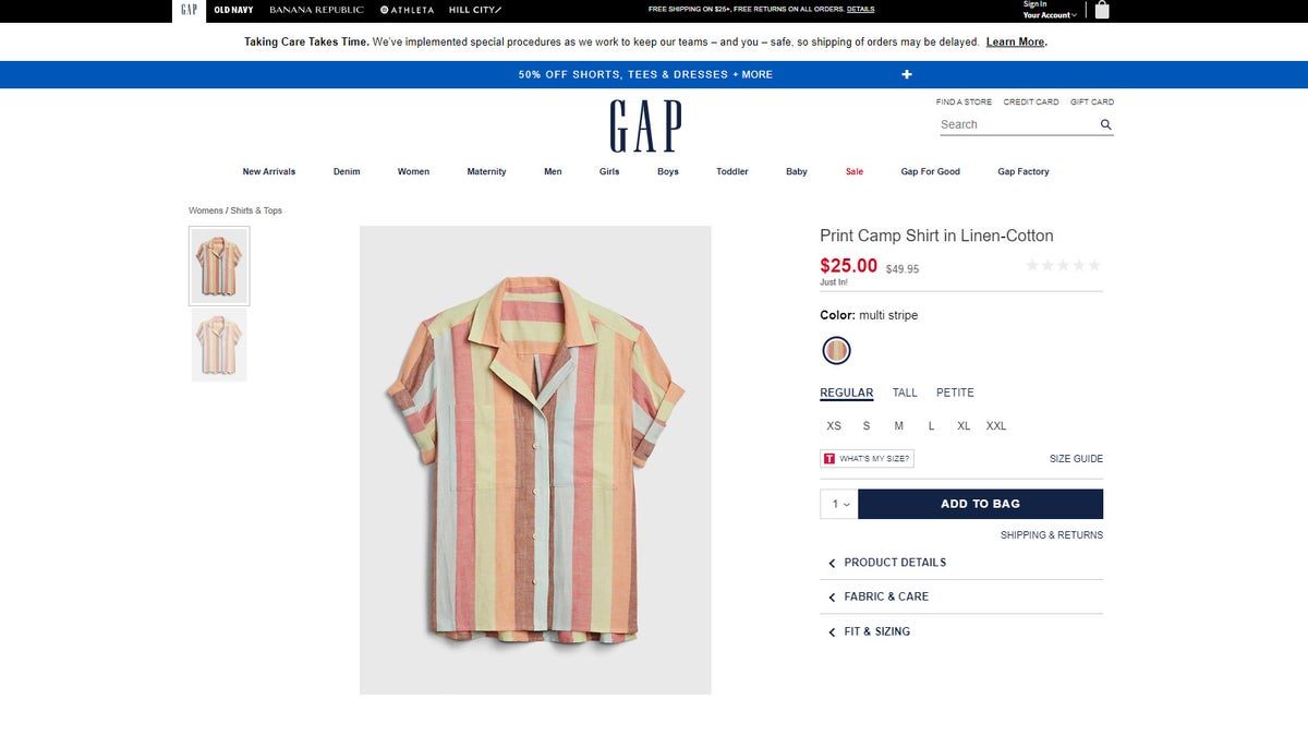 The brand still sells several varieties of camp-style shirts on its online shop, including different prints of the offending black-and-white version.