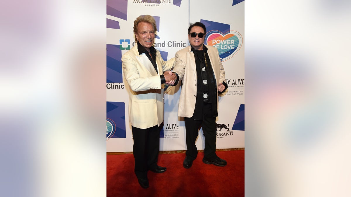 Siegfried Fischbacher and Roy Horn (R) attend the 19th annual Keep Memory Alive 'Power of Love Gala' benefit for the Cleveland Clinic Lou Ruvo Center for Brain Health honoring Andrea Bocelli and Veronica Bocelli at MGM Grand Garden Arena on June 13, 2015 in Las Vegas, Nevada.