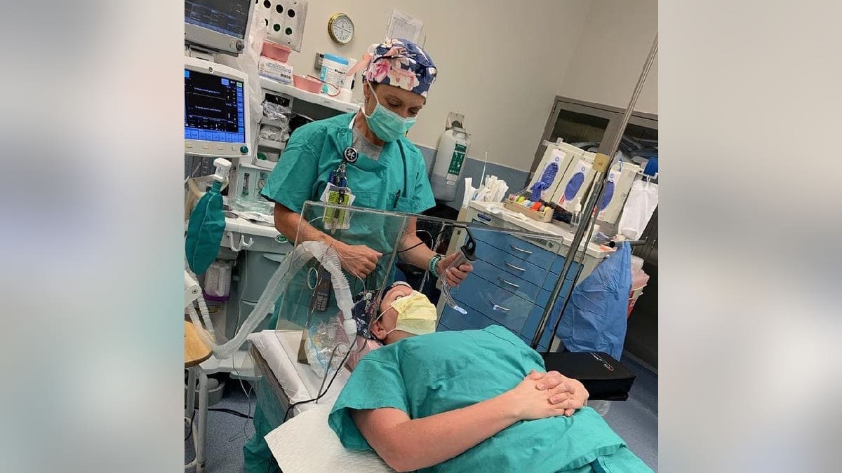 A demonstration of how the intubation box can help provide extra safety when placing COVID-19 patients on a respirator.