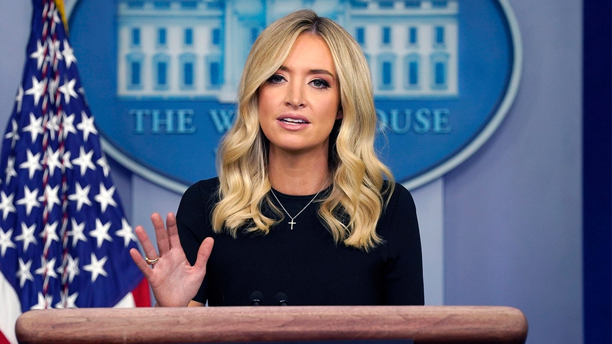 Former White House press secretary Kayleigh McEnany has joined the Fox News family. (AP Photo/Evan Vucci)