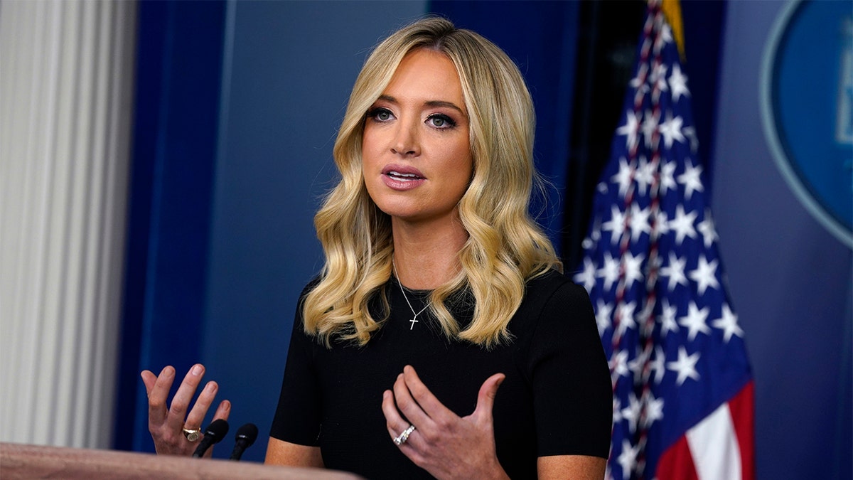 Press secretary Kayleigh McEnany speaks during a press briefing at the White House on May 26, 2020. (AP Photo/Evan Vucci)