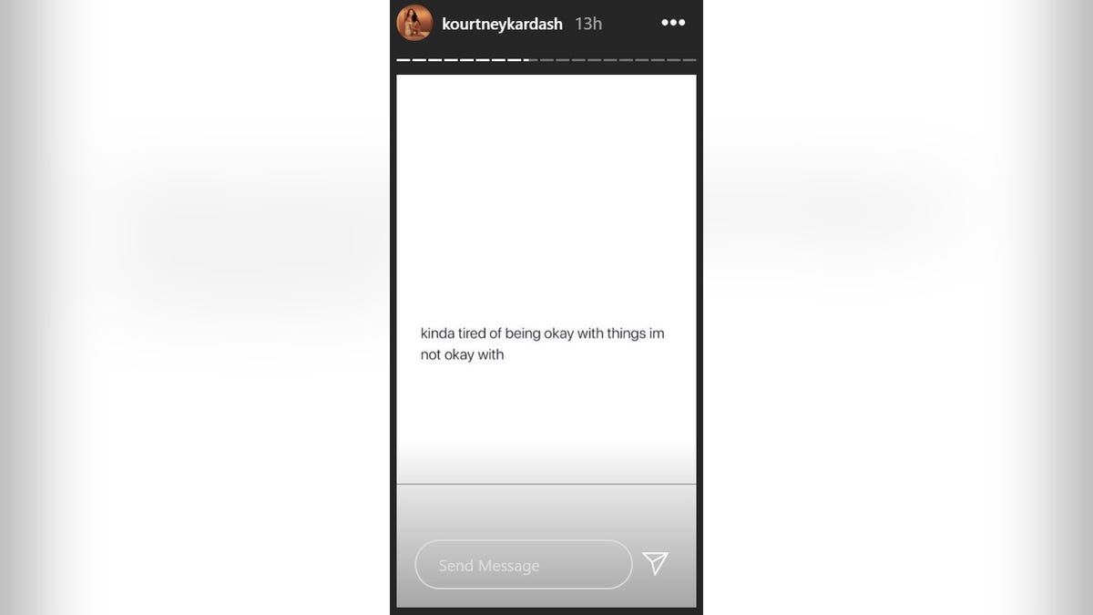 Kourtney Kardashian shared a cryptic message on Instagram following her ex's rehab drama.