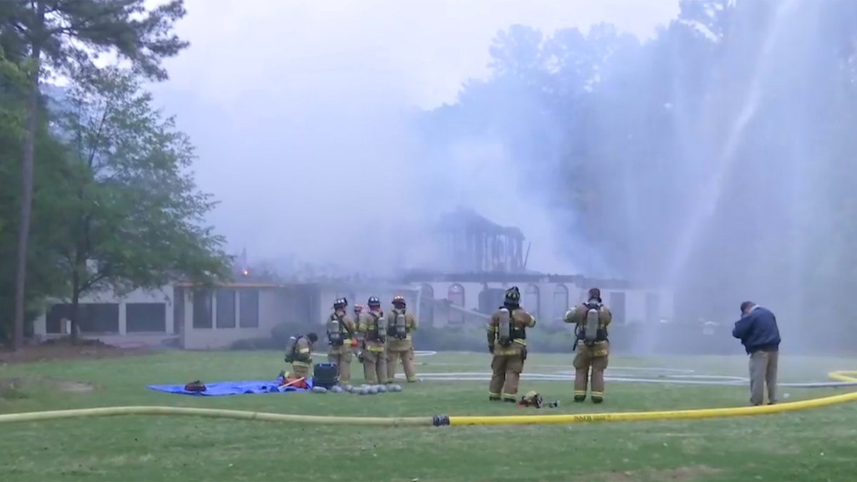 A home in South Carolina was destroyed after it caught fire following a lightning strike on Tuesday.