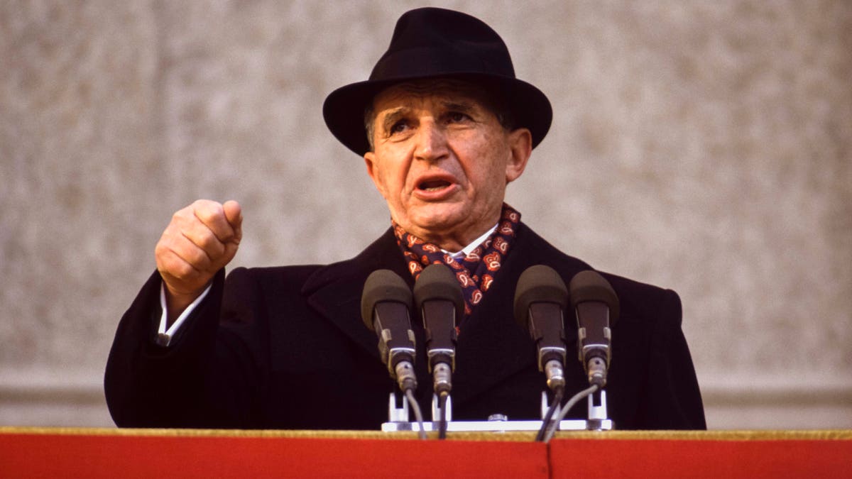 Nicolae Ceaușescu le 24 novembre 1989, Roumanie. (Photo by William STEVENS/Gamma-Rapho via Getty Images)