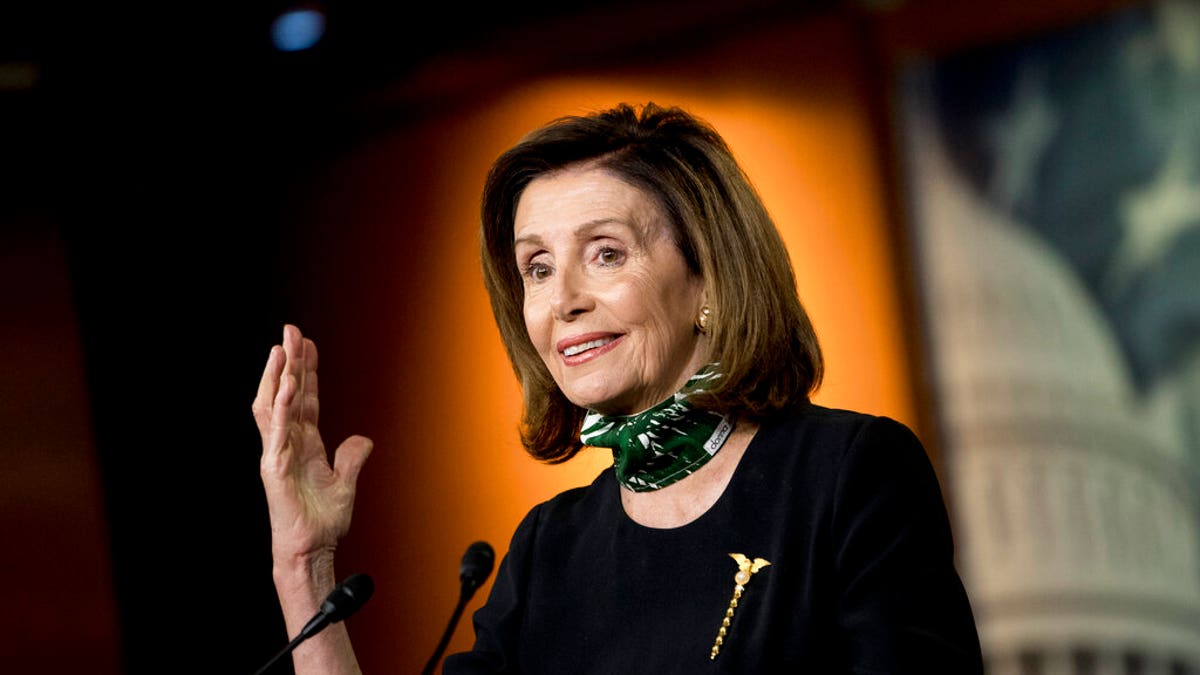 House Speaker Nancy Pelosi of Calif., speaks during a news conference on Capitol Hill, Thursday, May 14, 2020, in Washington. (AP Photo/Andrew Harnik)