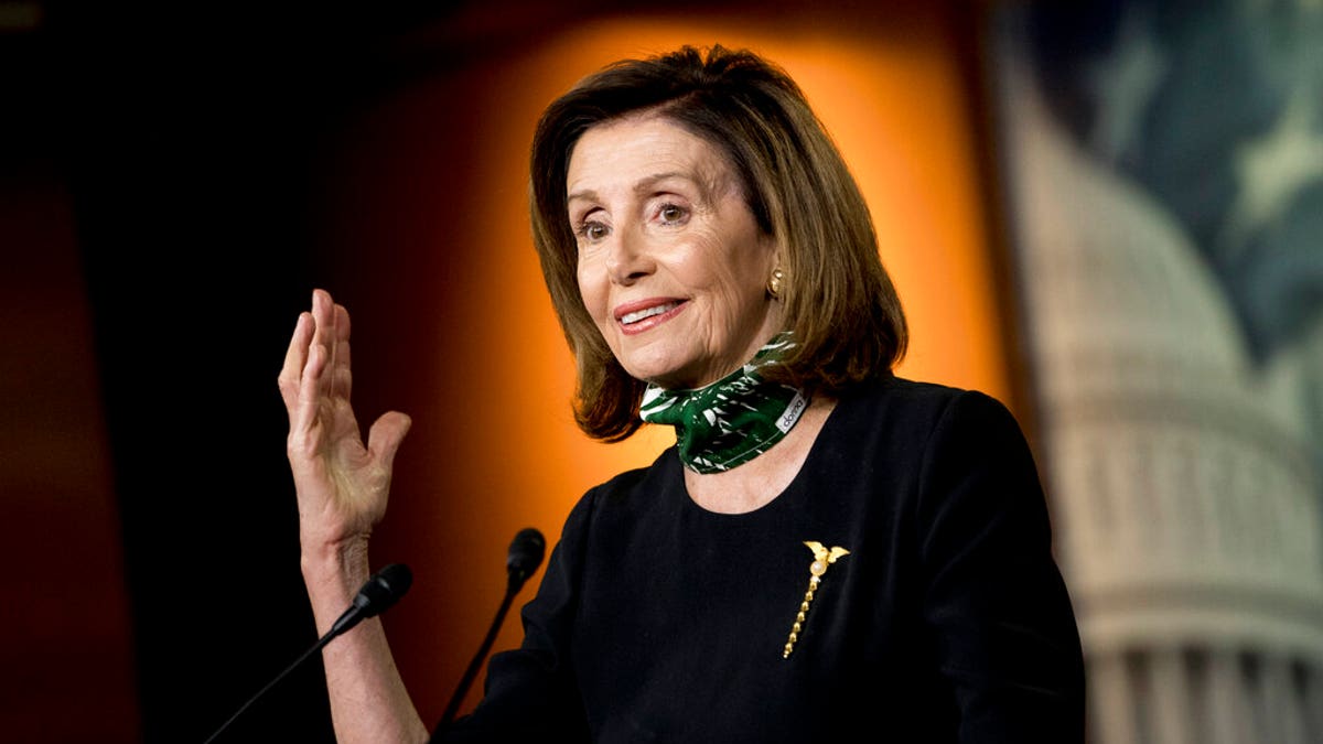 House Speaker Nancy Pelosi of Calif., speaks during a news conference on Capitol Hill, Thursday, May 14, 2020, in Washington. (AP Photo/Andrew Harnik)