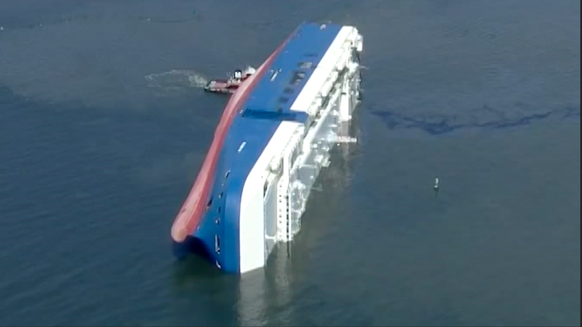 The Golden Ray in September when it capsized in the St. Simons Sound. (Fox News)