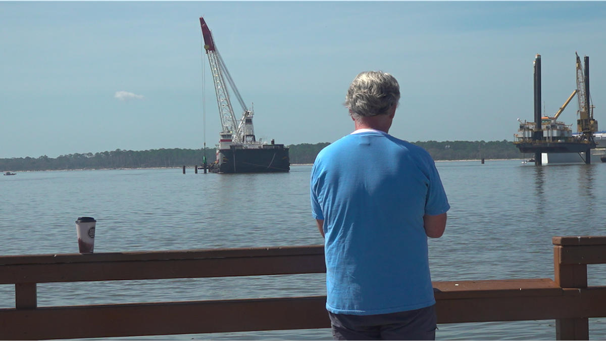 Vistors look at the Golden Ray from the Savannah harbor (Fox News/Jayla Whitfield)