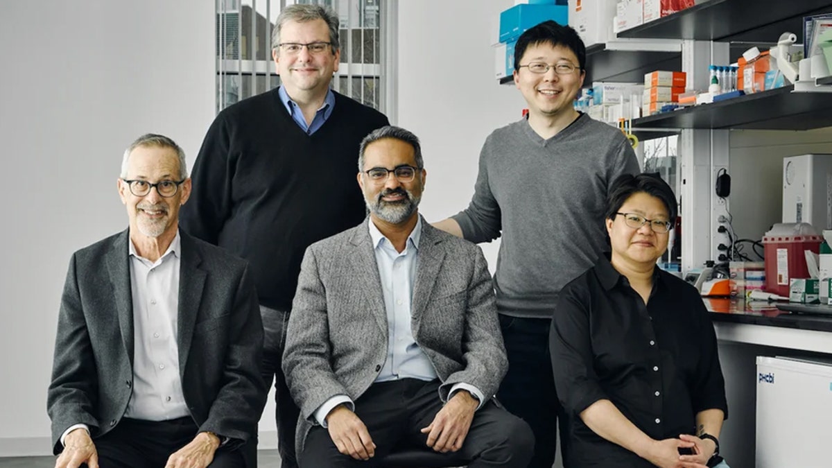 Sherlock Biosciences' co-founders include, from left, David Walt, Todd Golub, Rahul Dhanda, Feng Zhang and Deborah Hung.
