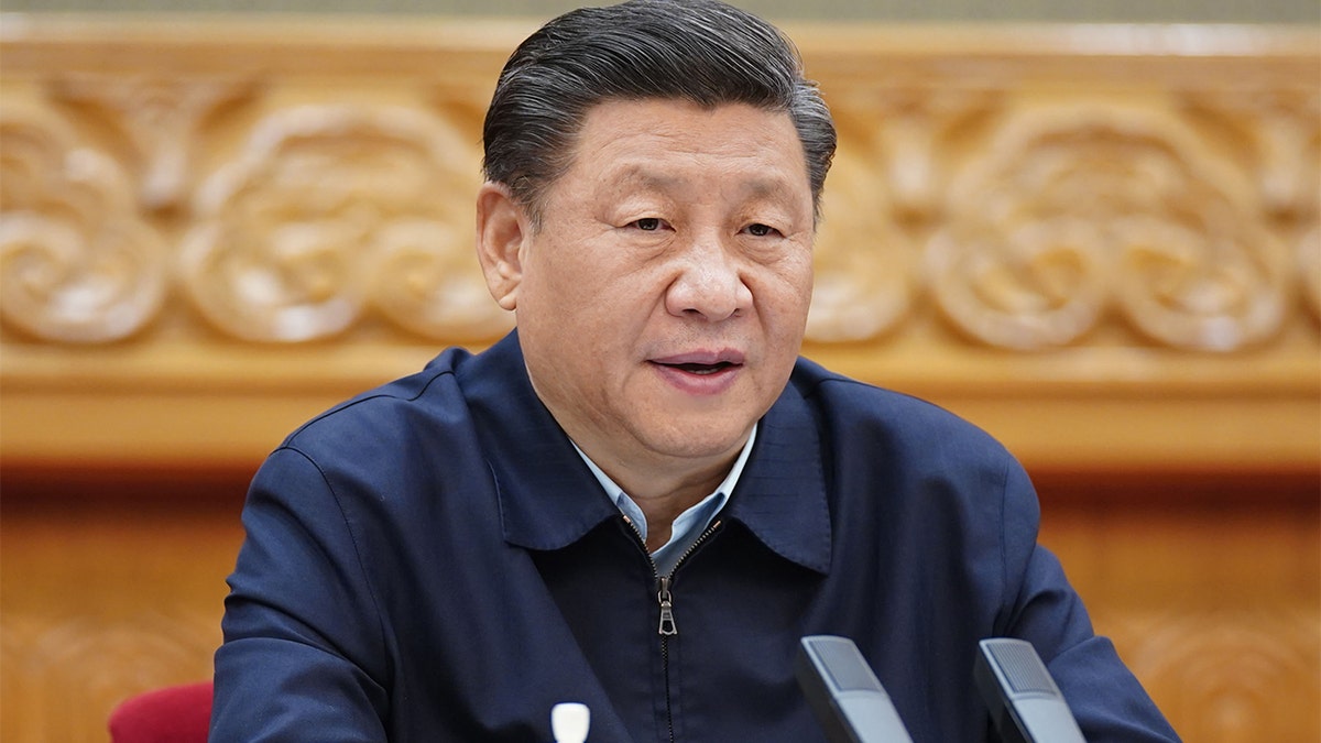 Chinese President Xi Jinping, also general secretary of the Communist Party of China Central Committee and chairman of the Central Military Commission, delivers an important speech. (Xinhua/Ju Peng via Getty Images)