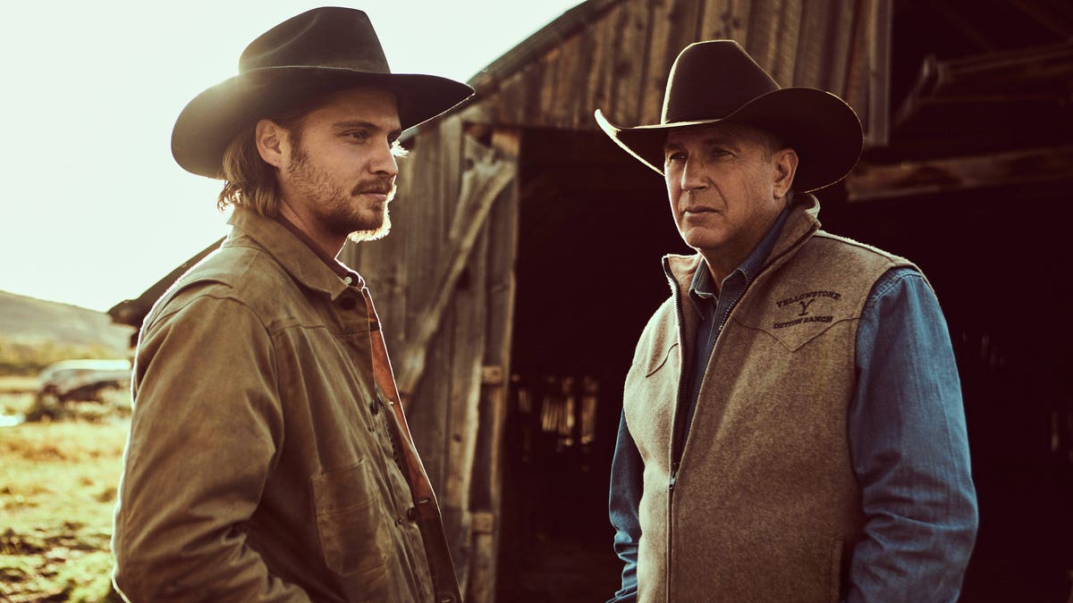 Kevin Costner and Luke Grimes in Yellowstone season 2
