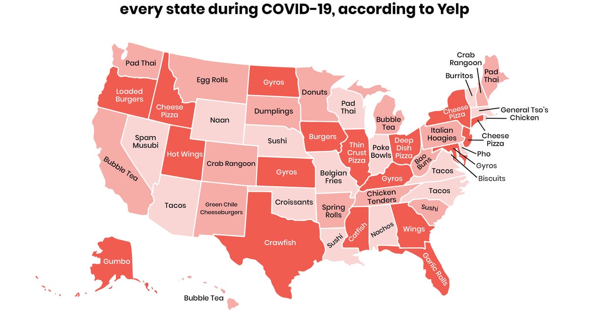 Yelp has revealed the most popular food delivery order in each state during the coronavirus health crisis – and the findings might surprise you.