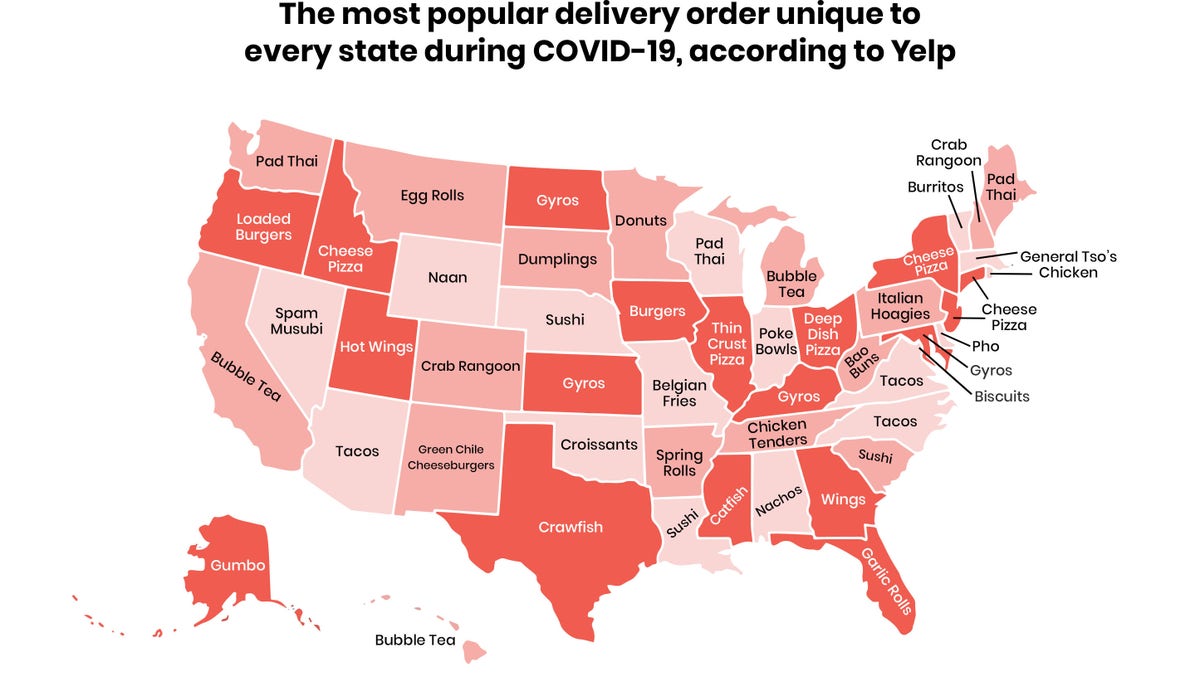 Yelp has revealed the most popular food delivery order in each state during the coronavirus health crisis – and the findings might surprise you.