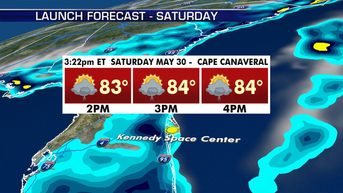 The forecast for the next SpaceX launch attempt on Saturday.