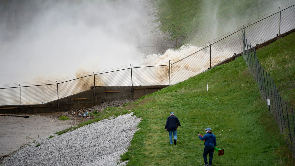 This photo shows a view of the Edenville Dam on Wixom Lake in Edenville, Michigan, May 19.