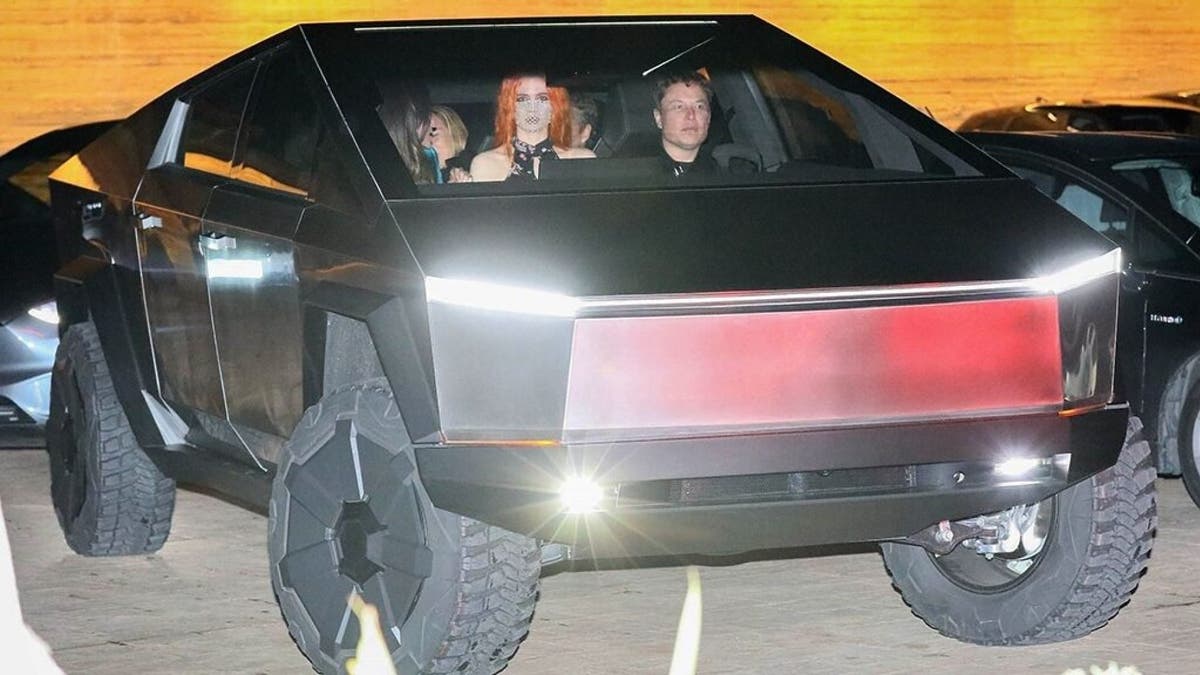 Musk and Grimes were spotted taking the Tesla Cybertruck prototype for a night out in Malibu last December.