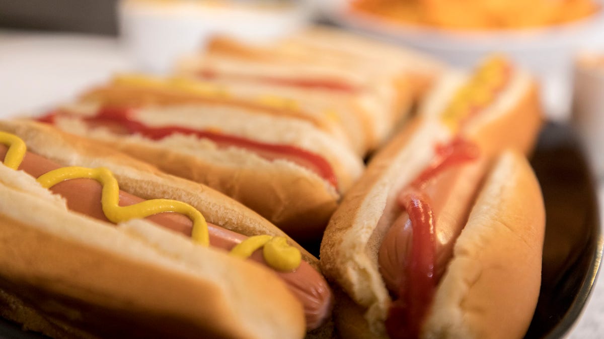 Plate of hot dogs