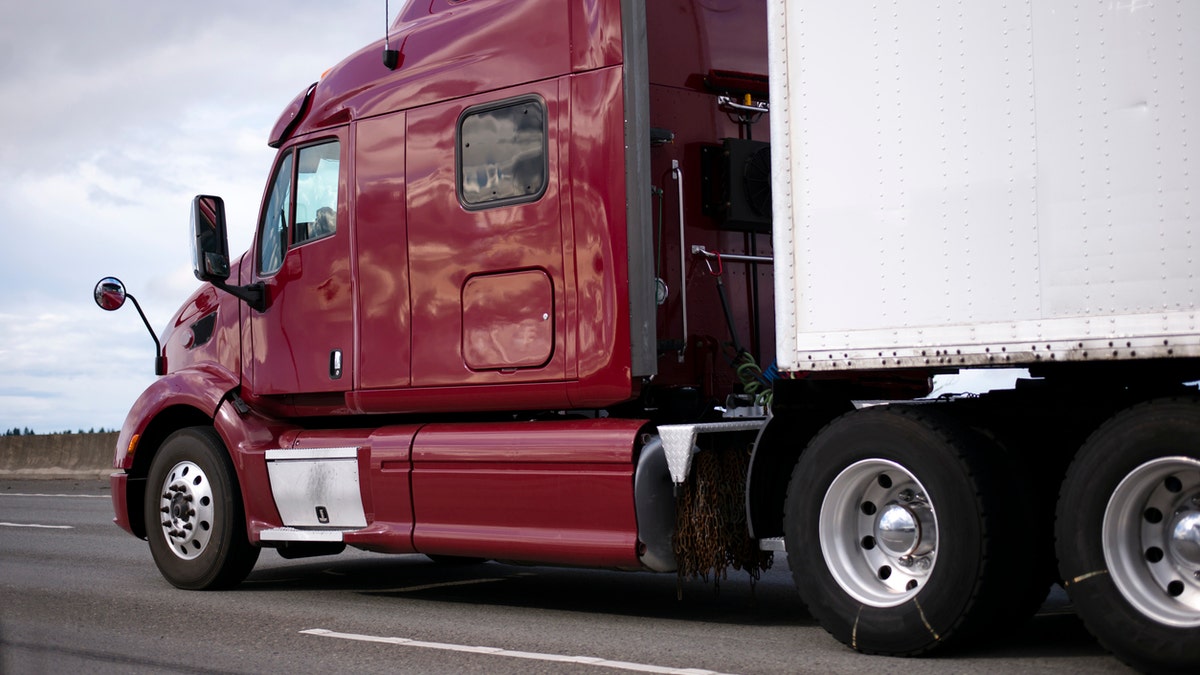 The truck driver reportedly noticed the tank losing fluids and calls California Highway Patrol.