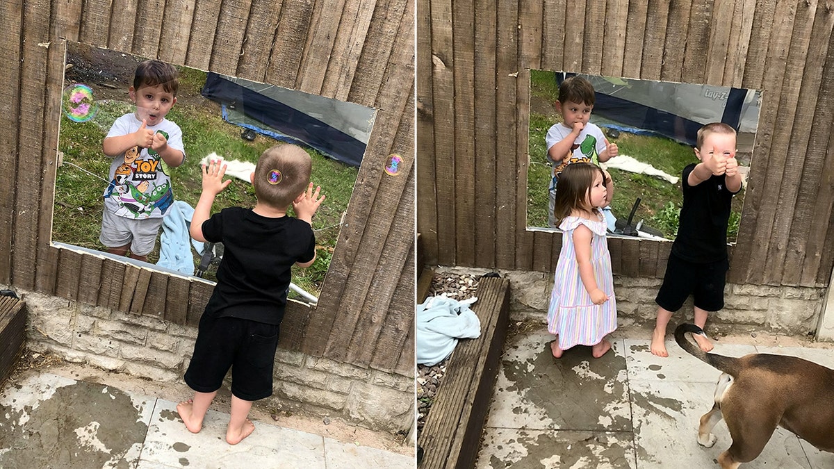 "At least now the children can see each other and chat through the window,” their mom said.