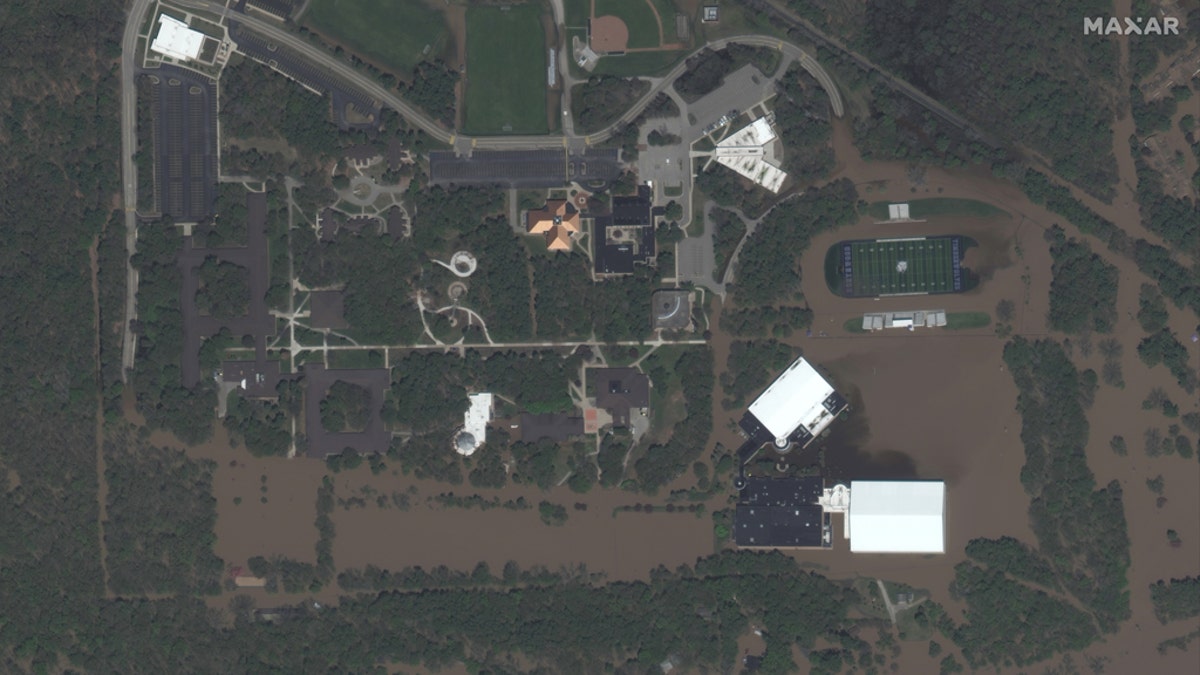 Northwood University's campus impacted by floodwaters on May 20.