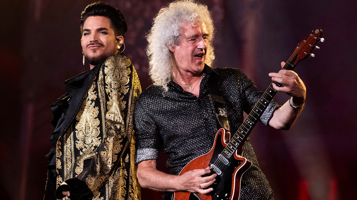 Adam Lambert, left, and Brian May, of Queen, perform at the Global Citizen Festival in New York. 