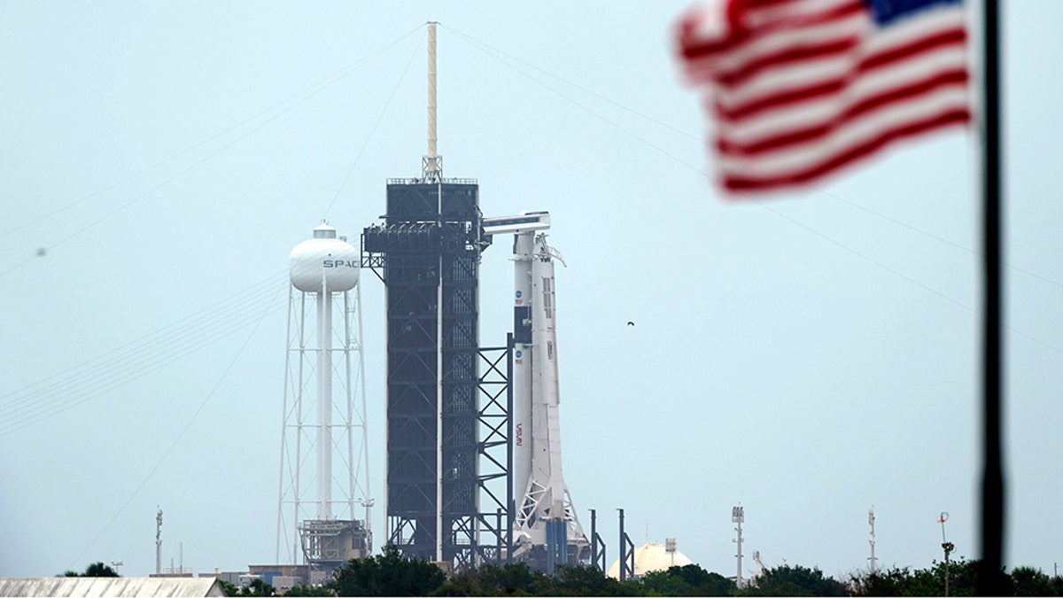 The SpaceX Falcon 9, with the Crew Dragon spacecraft on top of the rocket