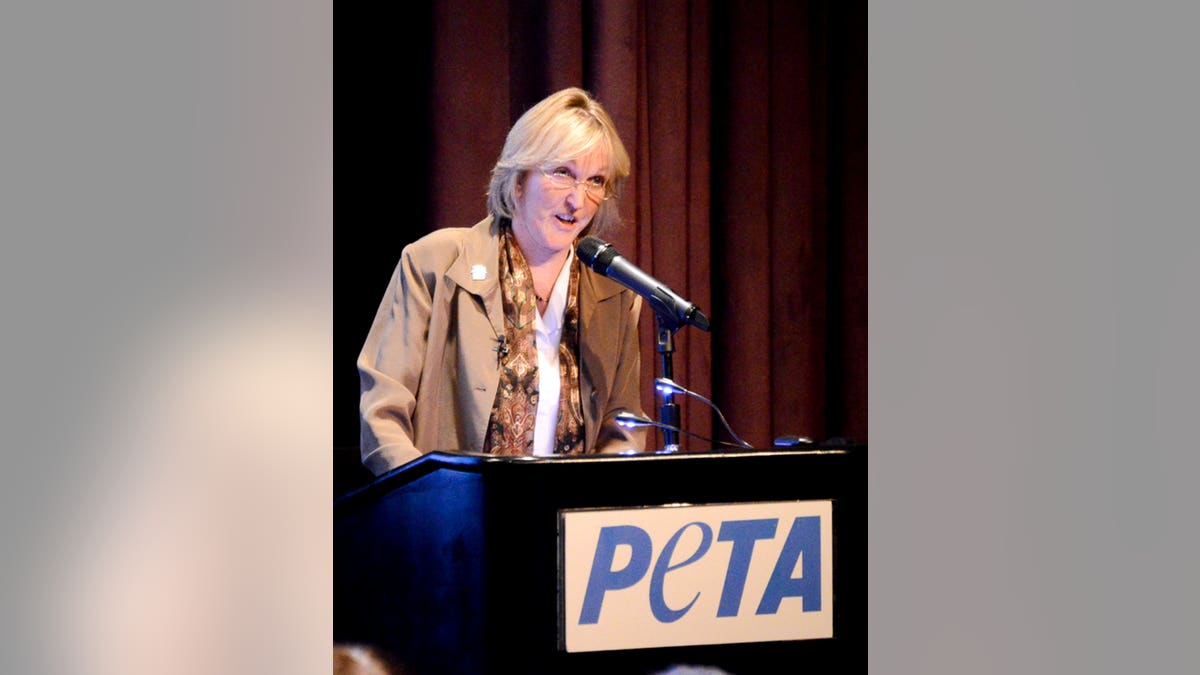 PETA president Ingrid E. Newkirk, seen here speaking at a previous event, has vowed to close down the Greater Wynnewood Exotic Animal Park.