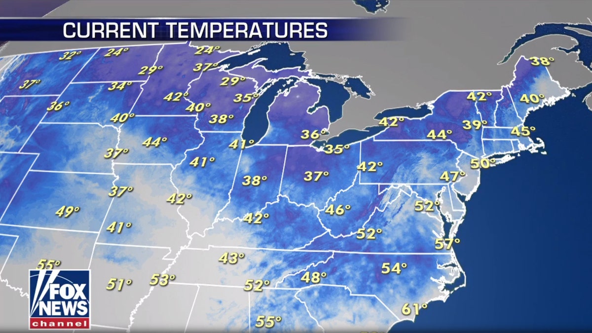 Freeze warnings and advisories are still in the Great Lakes and Northeast due to persistent cold conditions.