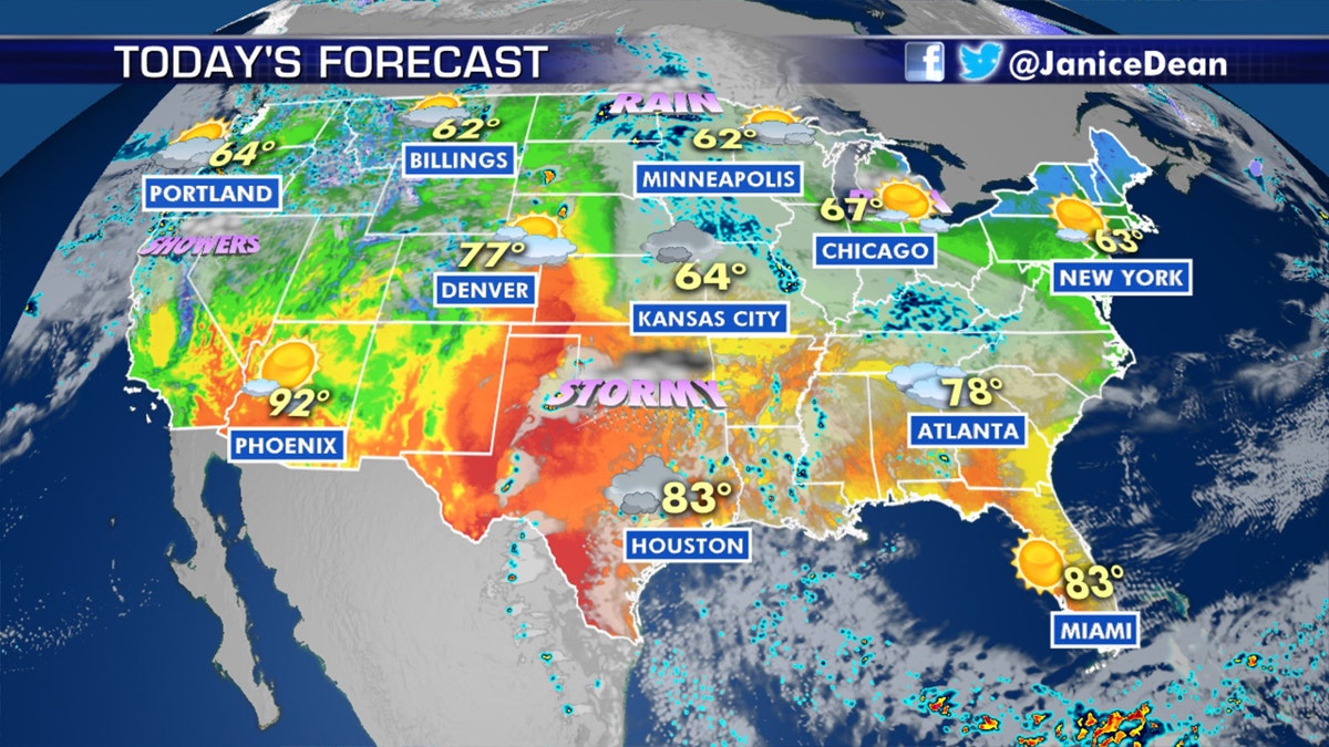 Stormy conditions are forecast across the central and southern Plains on Wednesday.