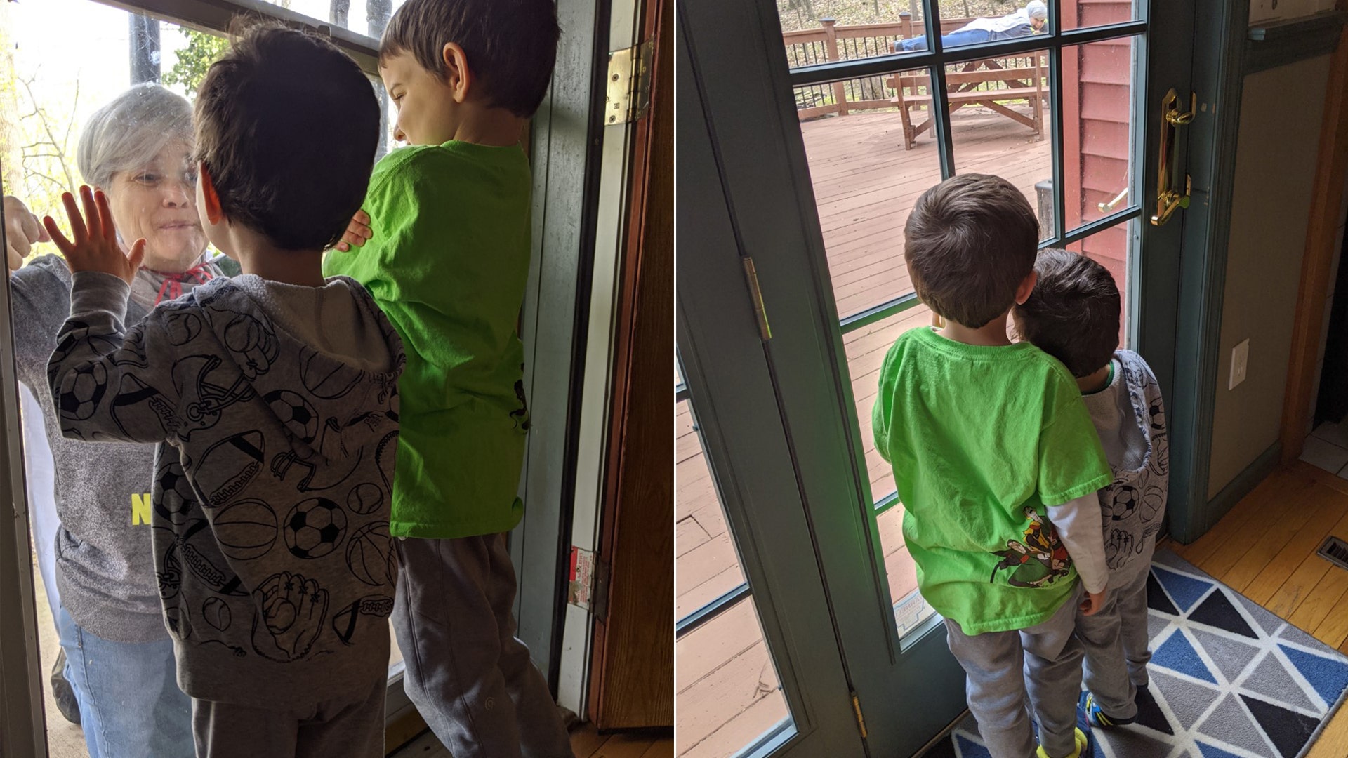 Went to play the quarantine version of hide and seek with my grandsons. I’m wearing my “Super Me Maw” cape so I can fly. 😊