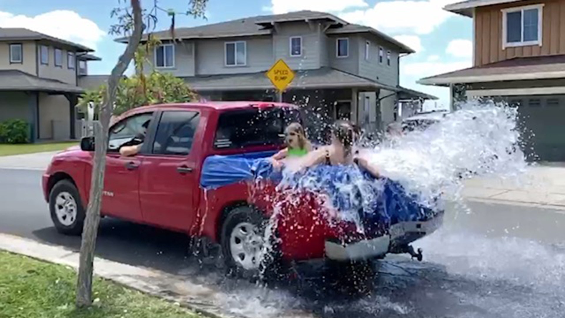 Our grown children have come up with ways to entertain their kids in the midst of the shutdown. Here’s one of our family groups on Ford Island, Pearl Harbor, Hawaii. They made a mobile swimming pool in the truck bed: