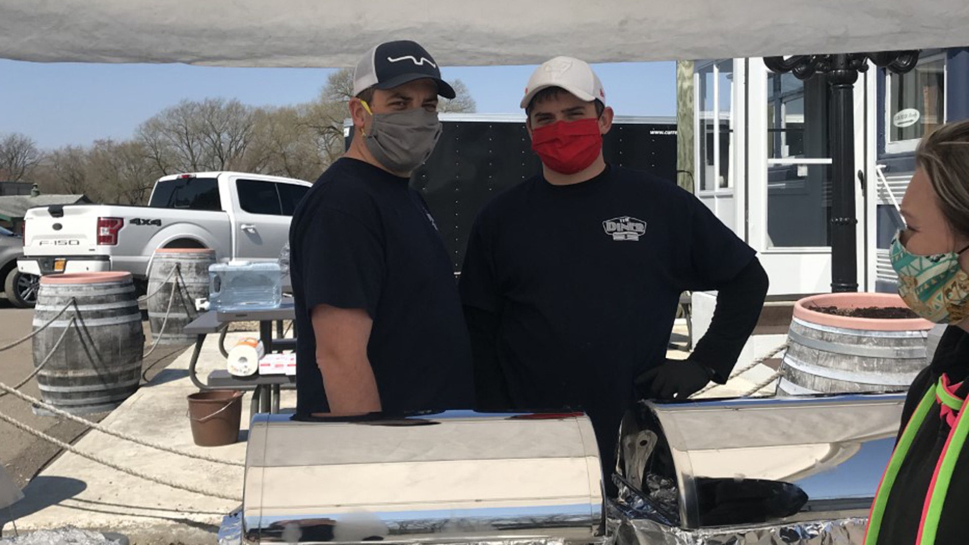 Our local Diner, Horseheads Ny. Called The Diner, The owner Nick Masterintonio held a pork bbq dinner today. Out side. Drive up only. It was to raise money to buy gift cards for employees at our local nursing home (Bethany Village). It was a great success. He raised enough money to buy 400 employees gift cards. Our town is very small and cars were lined up for a long way.