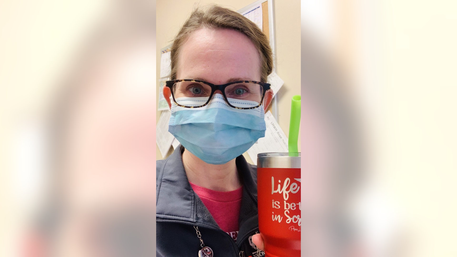 This from 5:30 AM. That smile is about to break the mask. Then, she’ll take a shot of coffee before donning her scrubs to start saving lives. #NICUNursePractitioner #lifeisbetterinscrubs #AmericaTogether From her fiancé