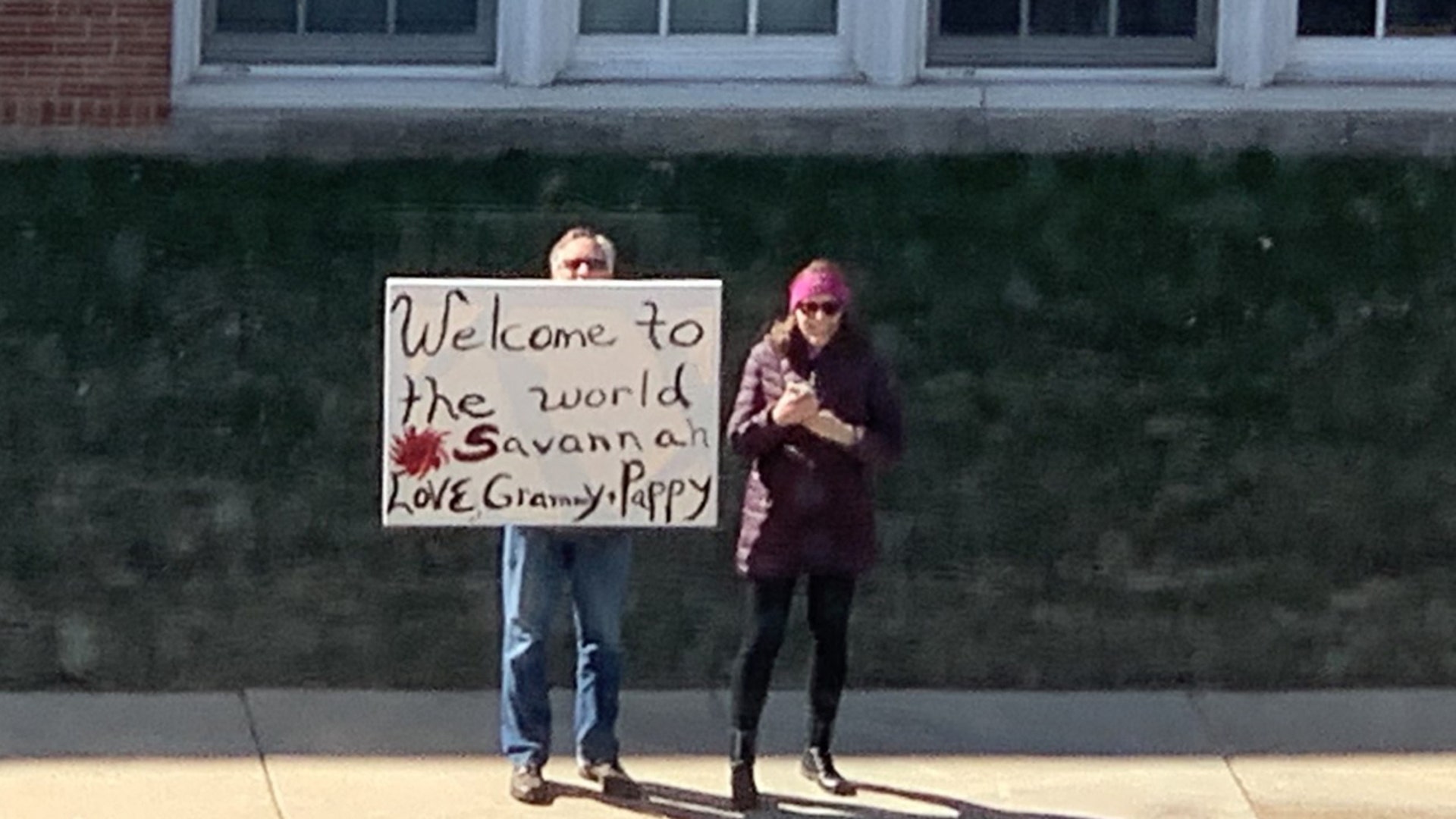 Outside Madison, Wisconsin’s Meriter Hospital on the sidewalk five stories below we greet our first grandchild. Welcome to the world Savannah Dorothy. Love Grammy and Pappy