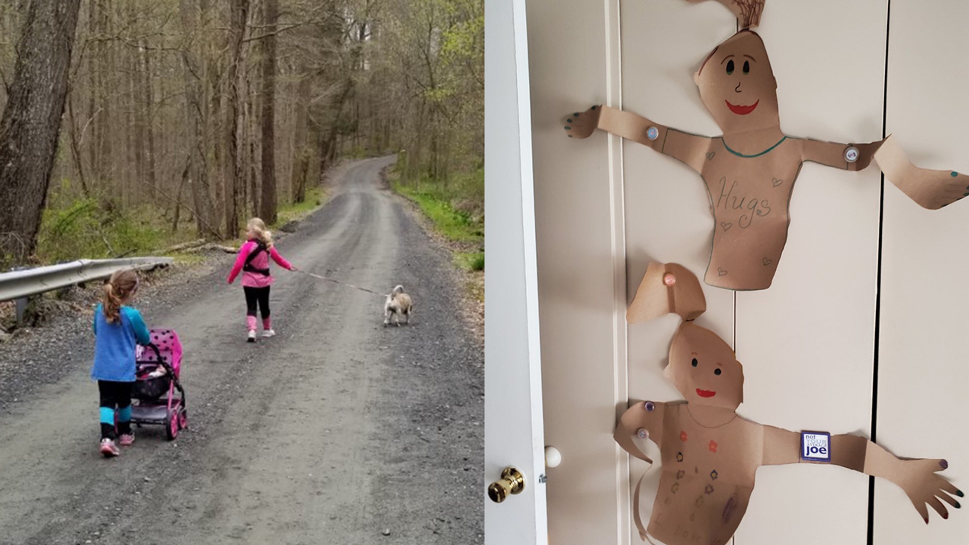 Here is a photo of hugs my two granddaughters Emma and Paige sent me because we cannot spend time together because of covid-19. And real life puctures of the them at home that they sent me. Missing them terribly 😪