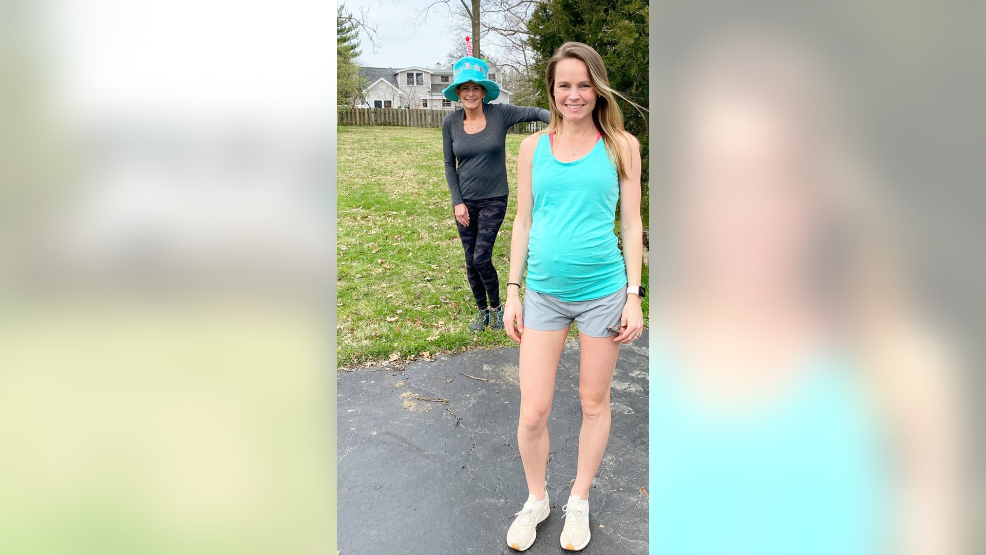 Hello Fox news! I watch every day and enjoy the fun photos and videos I see of ways people are dealing with social distancing, so I thought I would share one of my own to add to your pool! I am extremely close with my mom and it has been tough not being able to spend time with her for the last month and a half. I have been extra cautious with isolating because I’m 36 weeks pregnant. However, she found a way to make it happen on my birthday! Here’s a photo of us social distancing but spending time together :)