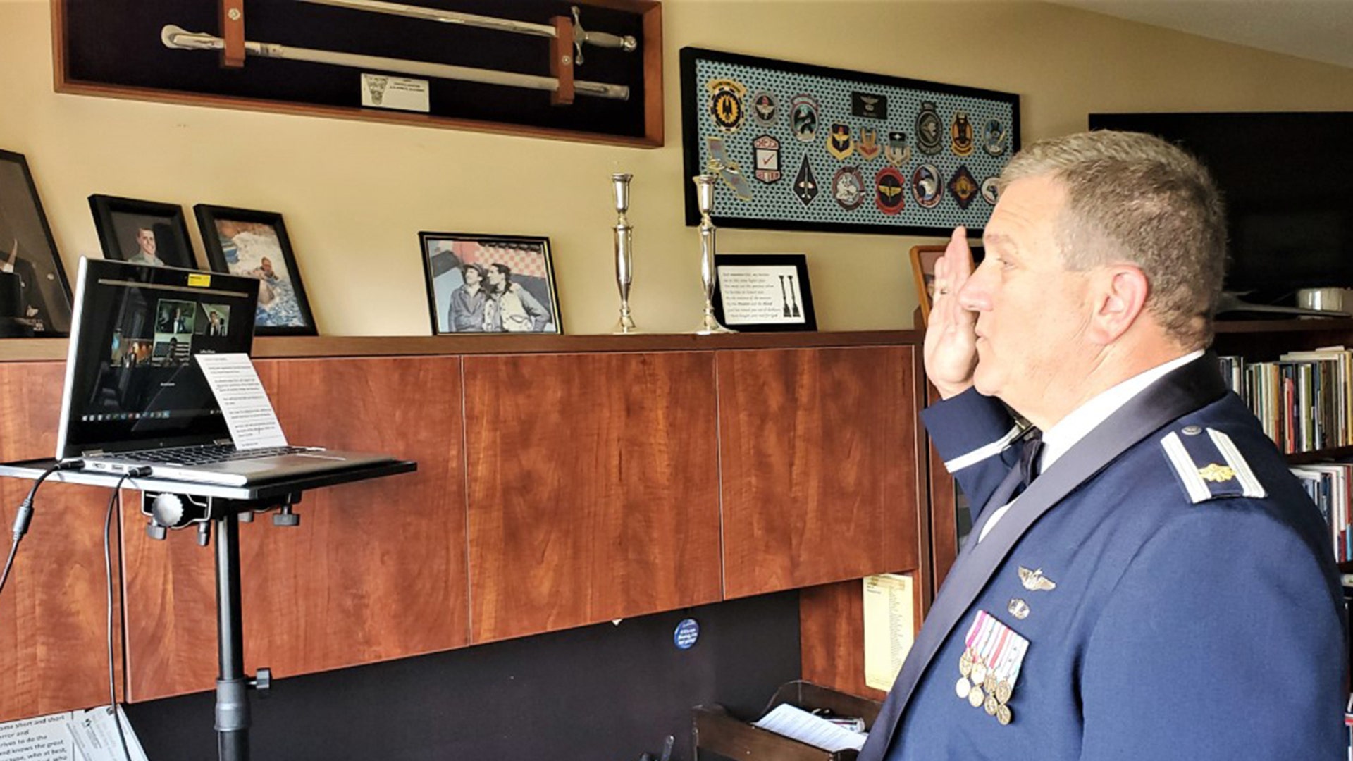 US Air Force Academy Graduation and Commissioning Ceremony Online administering of the commissioning oath to Second Lieutenant Jett Dulac, US Air Force Academy class of 2020, by Major Tim Shields, USAF (retired)
