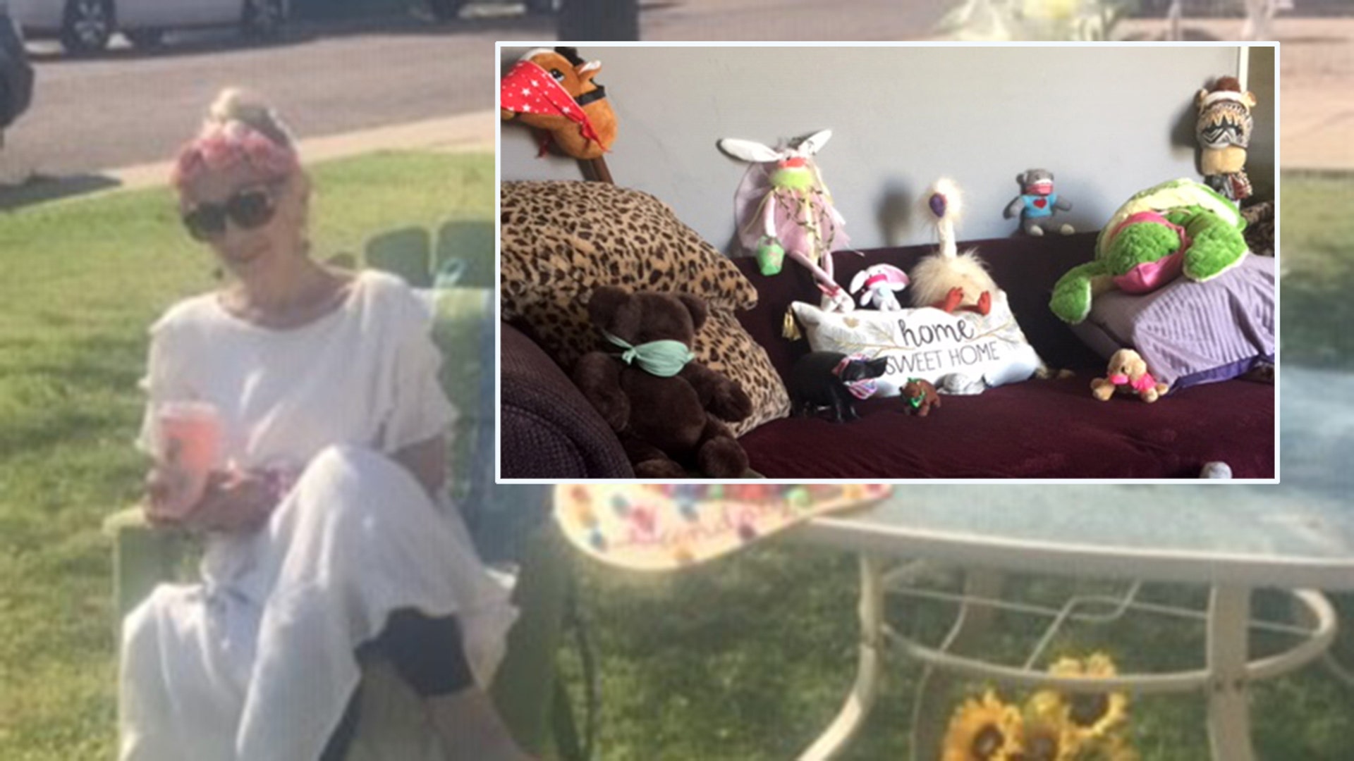 My mom Marlena Johnson who is 88 years old wanted me to tell her story being self quarantined with her little furry masked friends, she has kept a positive attitude during this time. She has her little furry animals to keep her company and goes out to walk every. Well to the drive way and back. She has special Angels in her life that bring her groceries. She loves Fox 10 news and would love to see herself and her little furry friends on TV. I just told my mom I sent in her request to Fox News and it made her day 😃 Thank you so much