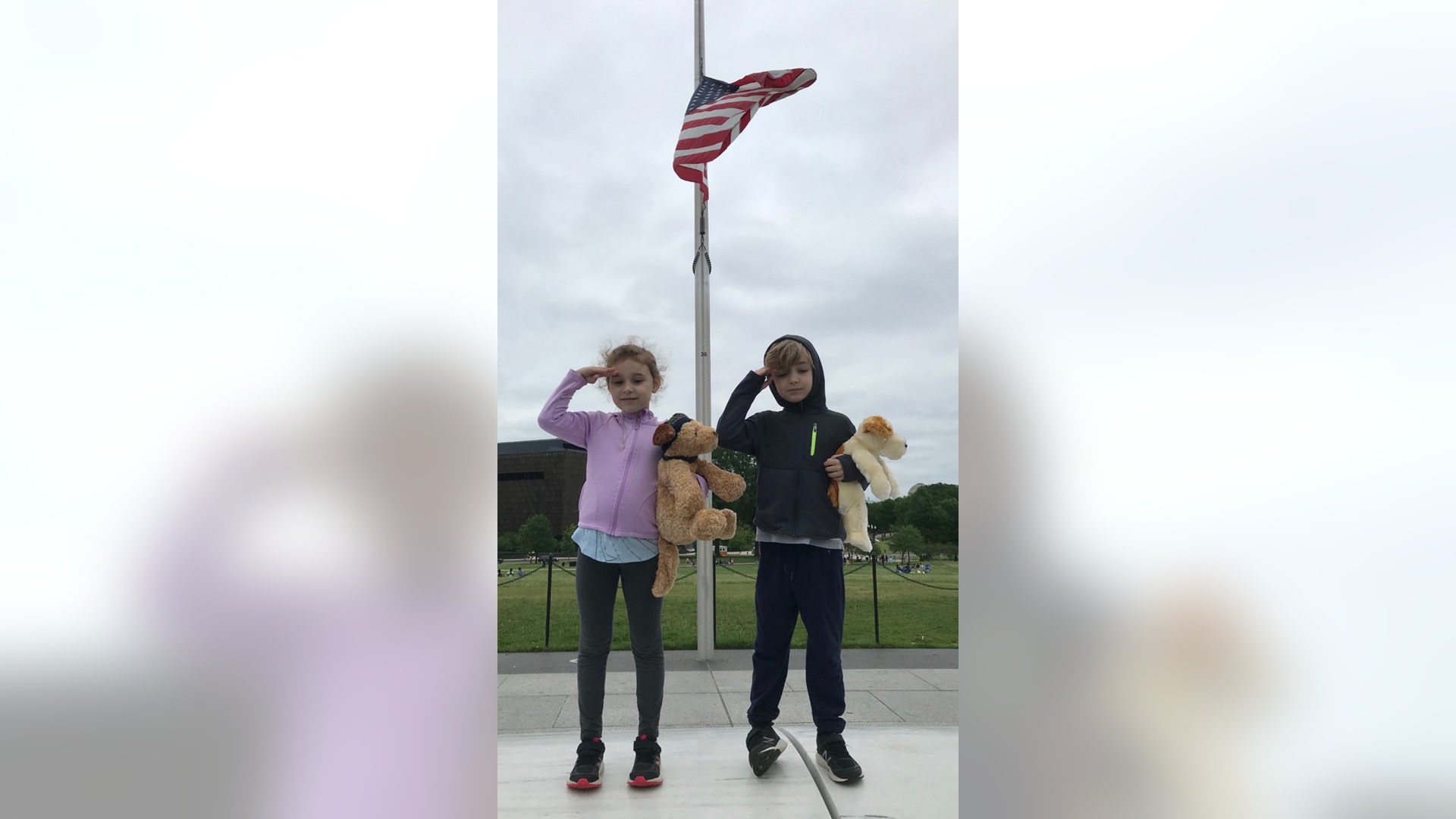 My son Nixon and daughter Scottie love lincoln and out flag so much.