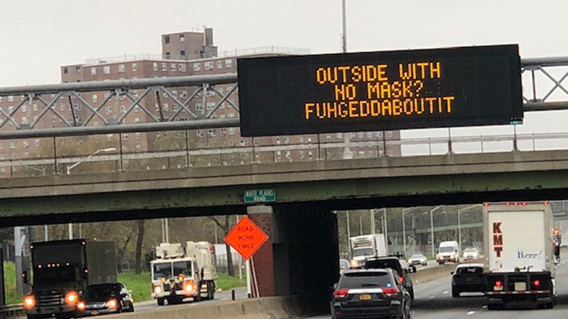 Saw this on The Bruckner Expressway this morning on my to work ..... Only in New York 😂 I safely pulled over to take the picture....