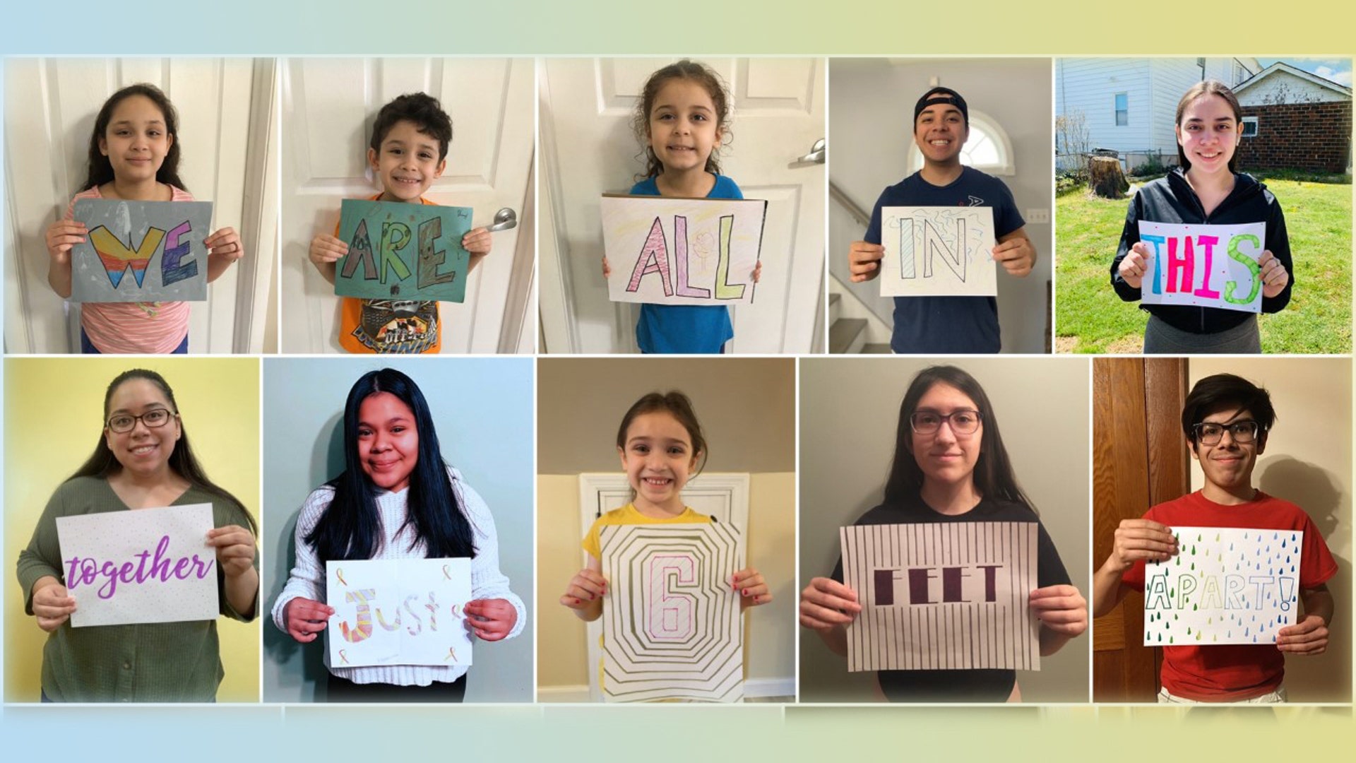 My name is Heather Roman Age 24 In the midst of this pandemic and all the scary things happening around us, I asked some of my cousins to participate in a project we called “We’re all in this together” to spread love and kindness and to let others know they are never alone, God is always with us. May everyone stay safe and continue to spread the love and kindness that this world so desperately needs, not just during this time but even when this pandemic is over, always and forever. Let’s be the light!