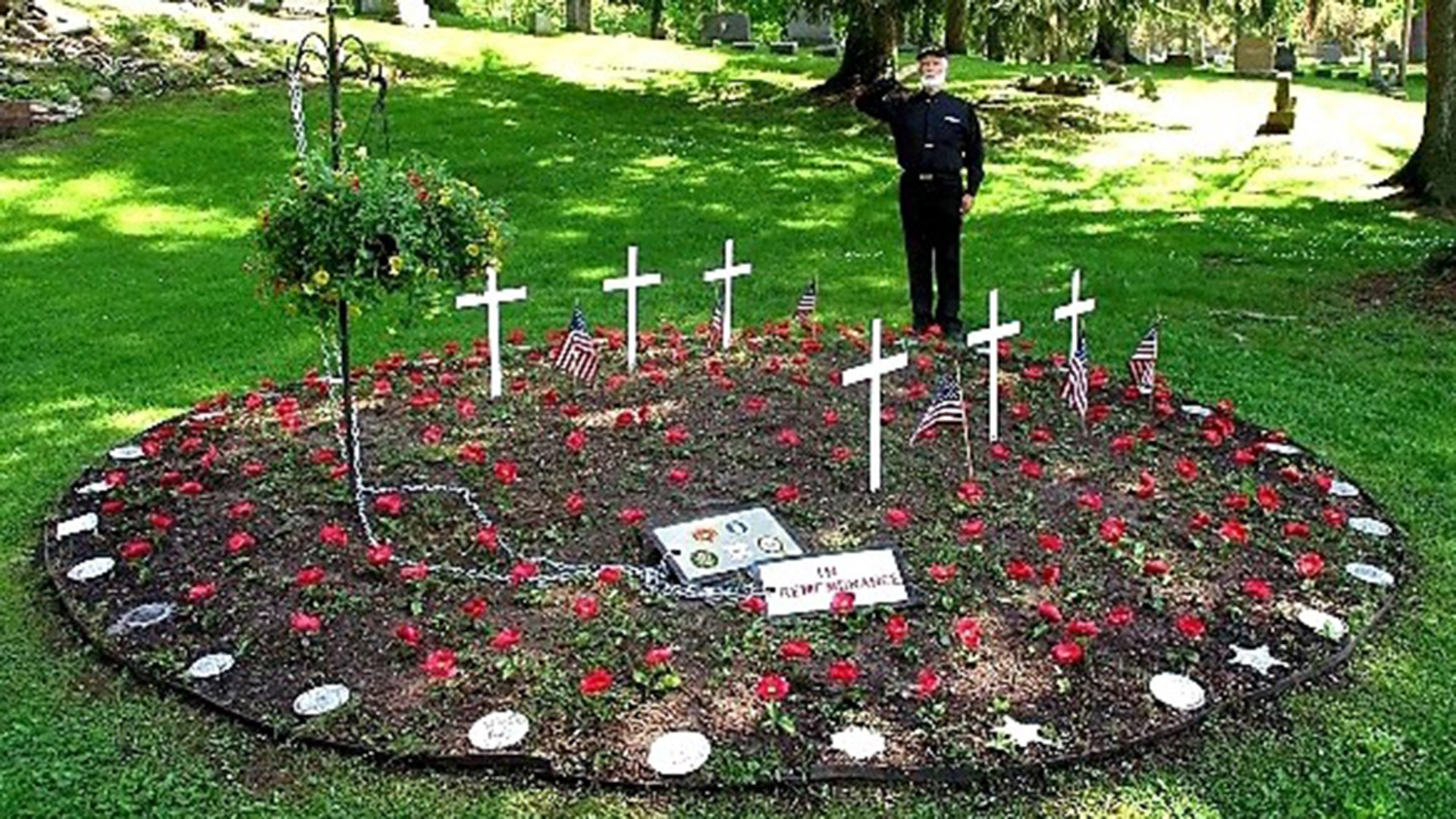 Veteran at local memorial day memorial This was created at our local cemetery in Cassopilis, MI on Saturday, 24 May. this photo was uploaded to Facebook. I currently am not sure who this honorable veteran is. Moving Pic tho. Thank you.